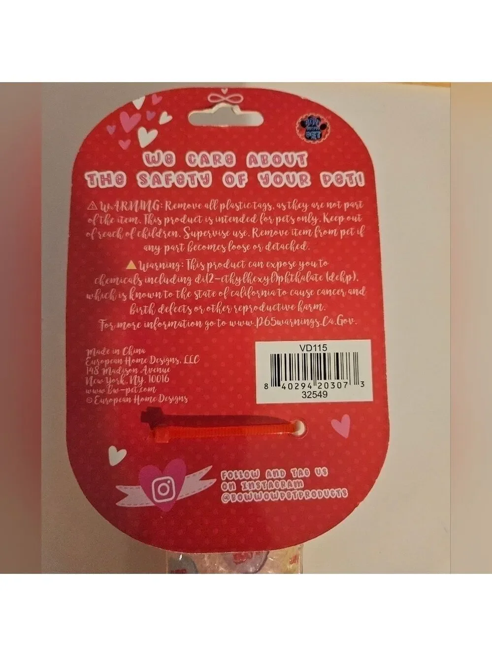European Home Designs Squeaky Bone Dog Toy Rose Scented